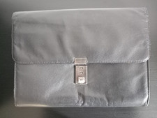 Collegemappe Leder, schwarz, 36 x 27 x 6 cm, gebraucht