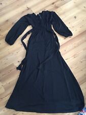 Vintage 70er Ossie Clark Stil Polyester Maxi Kleid Schwarz Handmade