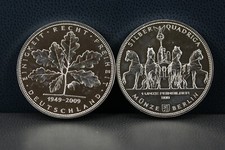 2x Silber Quadriga 1 Unze Silber 999 aus 2009 Eichenlaub Einigkeit Recht 2 Oz.