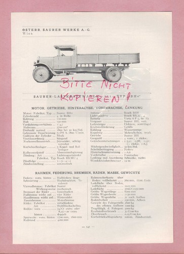 Wien typentafel 1934 - wien,, saurer