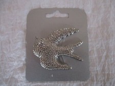 Tuch Clip Tuchhalter Brosche Magnet groß Schwalbe  silberfarbene mit  Strass