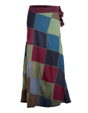 Vishes Damen Wickelrock Patchwork Baumwolle Hippie Stil Festival Rock
