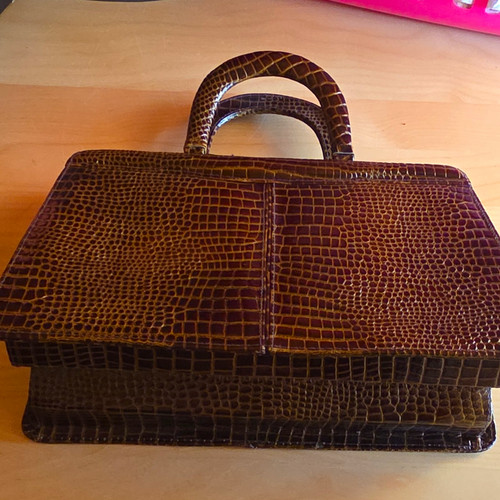 Damen leder henkeltasche braun - leder,