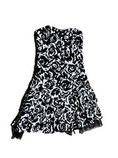 hübsches mini Kleid mit Rosenmuster Rockabilly Gothic Look schwarz weiß S 36