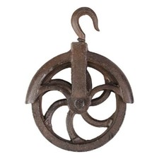 Flaschenzug Umlenkrolle Gusseisen Haken Seil Rolle Seilwinde Landhaus Vintage