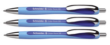 3 x Schneider Kugelschreiber Slider Rave - Druckmechanik, XB, blau