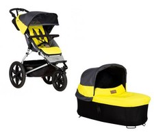 Mountain Buggy Kinderwagen Terrain + Carrycot Babyschale solus grau/gelb NEU !!!