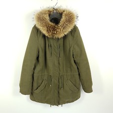 IQ Berlin Parka Damen Gr. 40 L Grün Pelz Kragen Winterjacke Mantel