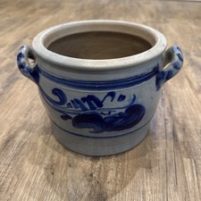 Alter Steingut Schmalztopf Gurkentopf Sauerkrauttopf (ca. 25 x 17 cm) Westerwald