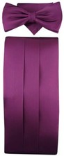 TigerTie Kummerbund + Einstecktuch + Fliege in pflaume - Seide Schärpe Leibbinde
