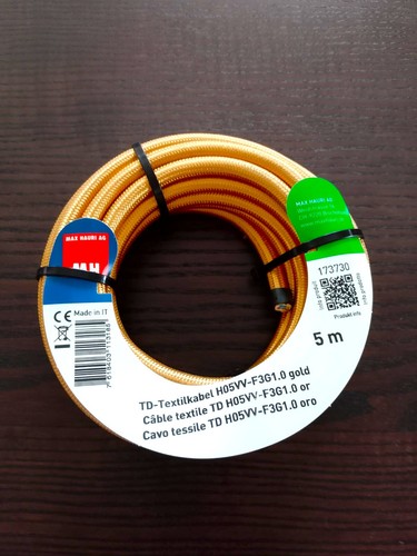 Textilkabel gold - 5m,