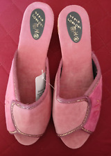 Gr. 40 - NEU Haus Schuhe Pantoletten mit Korkkeilabsatz rosa/florales Muster