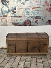 Antike BAROCK-Runddeckel-/Aussteuer-Truhe massiv Eiche Eisen 18.JH - ORIGNIAL