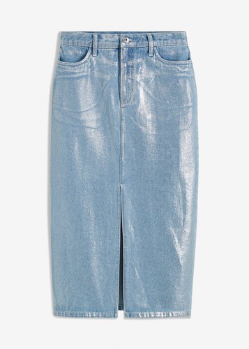 Midi jeansrock mit glanz - midi-jeansrock,