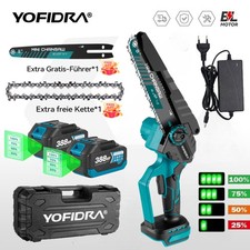 8Zoll Akku Kettensäge Bürstenloser Handkettensäge mit 2 Akkus+Ladegerät & Koffer