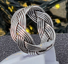 massiv Sterling Silber 925 eng geflochtener Ring aus kräftigem Silberdraht