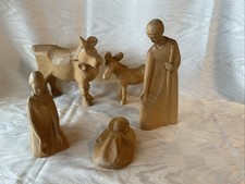 Krippenfiguren 5 Teile Lindenholz geschnitzt, Josef 22cm Hoch, Maria 15 cm Hoch