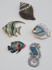 Brosche Meerestiefe Muschel doktorfisch Plattfisch Seepferdchen buntbarsch