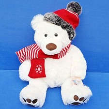 KIDS GLOBE PLUSH EISBÄR STOFFTIER SCHLENKER 40 CM KUSCHELTIER POLAR PUDELMÜTZE