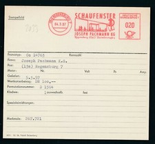 S2033) Francotyp AFS Stammkarte 1957 Regensburg Joseph Pachmann KG Schaufenster