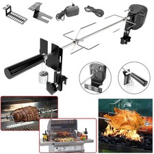BBQ Grillspieß Edelstahl 137cm 230V Drehspieß Rôtisserie Fleischnadel mit Motor