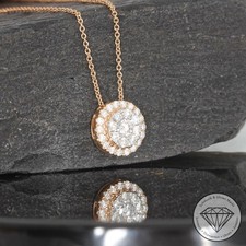 Wert 1070 € Brillant Anhänger Kette Kreis 0,25 ct 750er 18K Rosegold L 42 45 cm