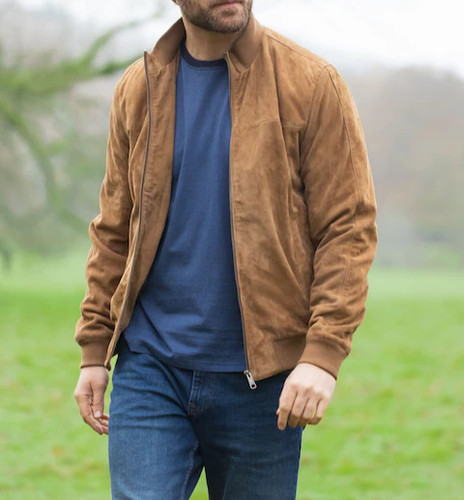 Braune wildleder lederjacke - wildleder,