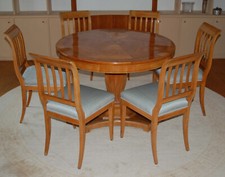 antik Biedermeier ~ 1820 Tisch Ø 109cm + Platte Ø 149cm + 6 Stühle Kirschbaum