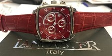 Lancaster Unisex Chronograph italienische Desigeruhr Edelstahl Quadrat Rot