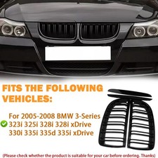 Für BMW 3er E90 E91 2004 2005-2008 Nieren Grill Schwarz Kühlergrill Doppelsteg