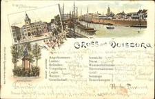 Duisburg Ruhr Burgplatz mit Merkator Denkmal Kriegerdenkmal Hafenpartie