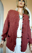 Strickjacke (Ziegelrot) von Hand gestrickt Gr. 42