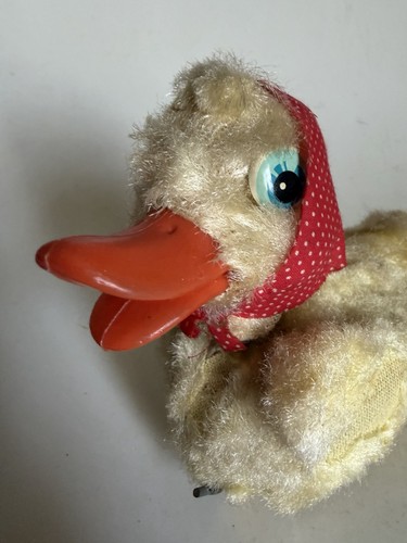 Vintage uhrwerk ente plüsch - uhrwerk,