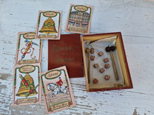 altes Spiel aus dem Deutschen Kaiserreich Glocke und Hammer im antik Holzkasten