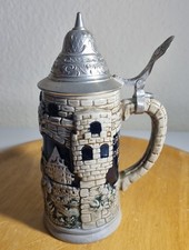 alter Relief Bierkrug mit Zinndeckel 🔥 " Ja so waren die alten Rittersleut " 🔥