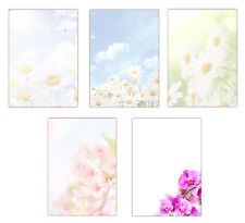 5x10 Blatt im Set Briefpapier A4 Motiv Blumen Margeriten Kirschblüten Orchideen