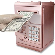 Spardose, Kindersafe, Sparschwein, Passwort, Geschenk, Rosé Gold, Kunststoff