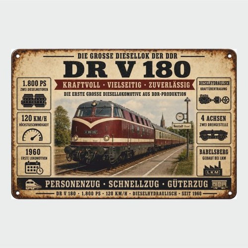 Blechschild diesel lok ddr - lok, dr