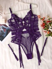 Body Dessous Lila M Spitze Strumpfband Sexy