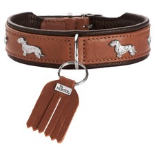 Hunter Teckel-Halsband München für Hunde, Premium-Leder cognac/schwarz Dackel
