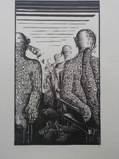 THEA KOWAR - Hinze u. Kunze, Volker Braun. Holzschnitt signiert 1984. DDR-Kunst