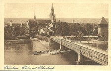 AK Konstanz am Bodensee - Rheinbrücke, Raddampfer, Schiff, Kirchen - ca. 1920