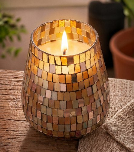 Tall glass candle amber - tall,