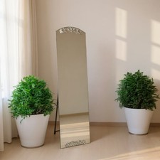 Extra großer freistehender Spiegel Art Deco Ganzglas Silber 160 x 40 cm