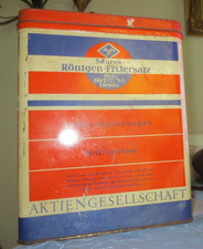 Große 50er 60er Blechdose Agfa Röntgen-Fixiersalz für 22 Liter Tank Bayer Werk