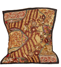 Orientalischer Kissenbezug Kissenhülle Braun Handarbeit Bestickt  40 x 40 cm