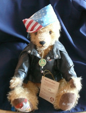 Hermann Teddybär " Born to Ride " Biker Teddy + Bandana + Lederjacke Zertifikat