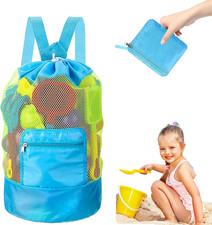 Sandspielzeug Mesh Rucksack Faltbare Strandtasche Kinder Aufbewahrung Blau
