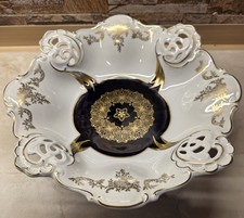 Weimar Porzellan Barbarina Echt Kobalt Schale 32 cm DDR Vintage Fußschale