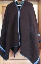 Poncho Peru Woll-Mischfaser, gewebt, braun, Überwurf, Decke